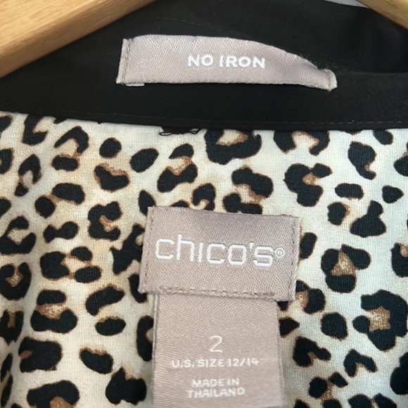 Chicos No-Iron Leopard-Print Caroline Shirt Size Chicos size 2 ,Large or 12 - Picture 4 of 6